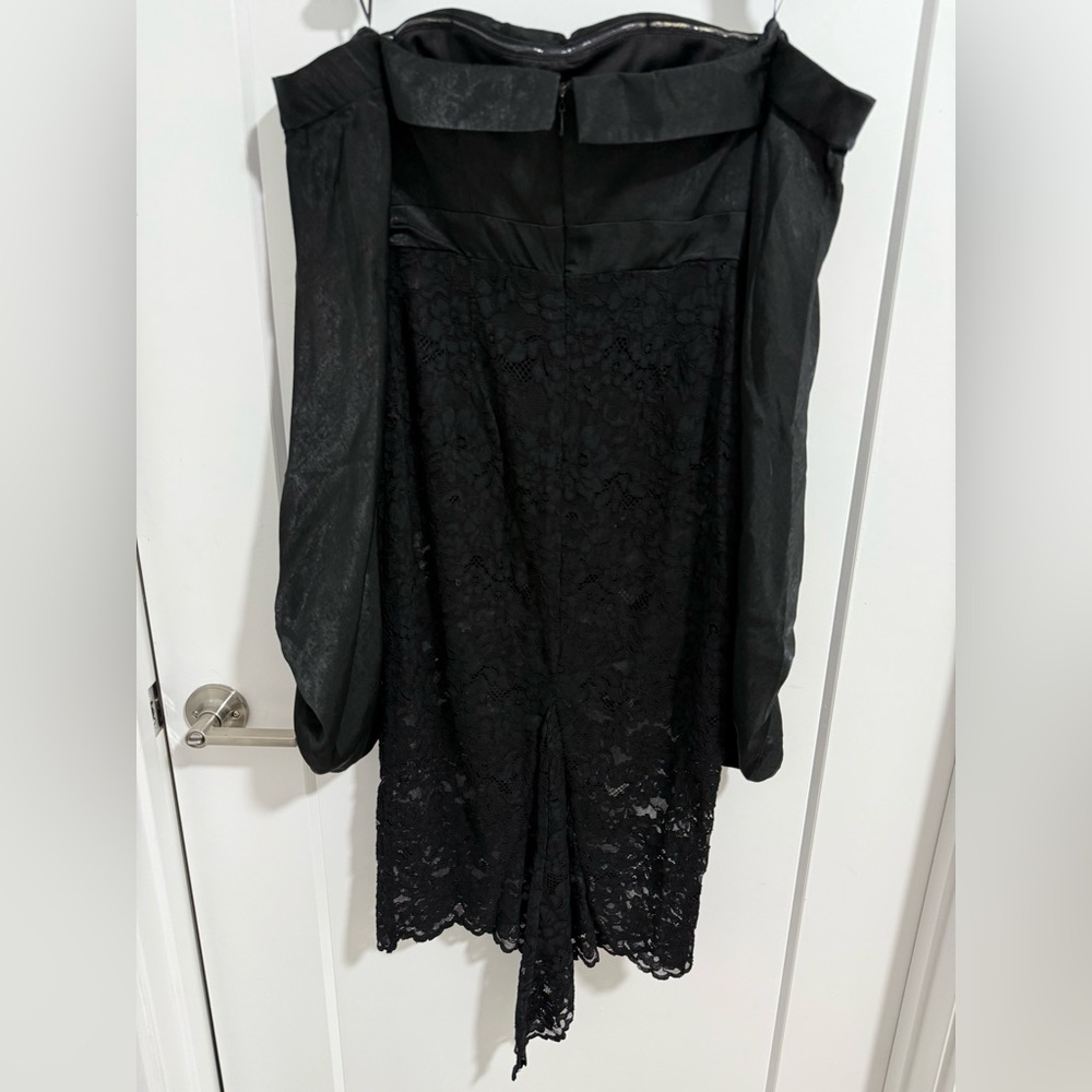 MISHA Collection Cleo Black Lace Off-Shoulder Midi Dress Size‎ US 2 - Picture 7 of 9
